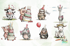 Whimsical Birthday Animals PNG Clipart Product Image 3