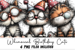 Whimsical Birthday Cats Clipart Product Image 1