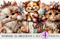 Whimsical Birthday Cats PNG Clipart Product Image 1