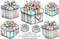Whimsical birthday gift box clipart - Birthday gift box Png Product Image 1