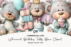 Whimsical Birthday Teddy Bear Clipart Product Image 1