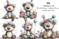 Whimsical Birthday Teddy Bear Clipart Product Image 1