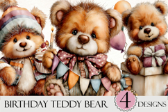 Whimsical Birthday Teddy Bear Clipart Product Image 1
