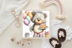 Whimsical Birthday Teddy Bear Clipart Product Image 3