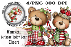 Whimsical Birthday Teddy Bear Clipart PNG Product Image 1