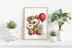 Whimsical Birthday Teddy Bear Clipart PNG Product Image 2