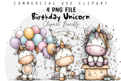 Whimsical Birthday Unicorn Clipart Product Image 1