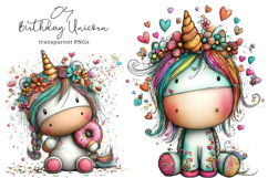 Whimsical Birthday Unicorn PNG Clipart Product Image 1