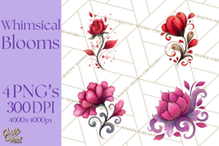 Whimsical Flower Doodle Clipart Cute Sketchy PNG Product Image 1