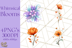Whimsical Flower Doodle Clipart Cute Sketchy PNG Product Image 1