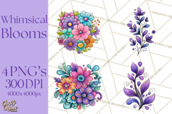Whimsical Flower Doodle Clipart Cute Sketchy PNG Product Image 1