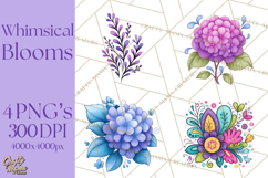 Whimsical Flower Doodle Clipart Cute Sketchy PNG Product Image 1