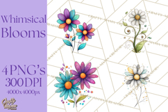 Whimsical Flower Doodle Clipart Cute Sketchy PNG Product Image 1