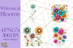 Whimsical Flower Doodle Clipart Cute Sketchy PNG Product Image 1