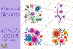 Whimsical Flower Doodle Clipart Cute Sketchy PNG Product Image 1