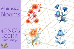 Whimsical Flower Doodle Clipart Cute Sketchy PNG Product Image 1