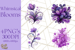 Whimsical Flower Doodle Clipart Cute Sketchy PNG Product Image 1