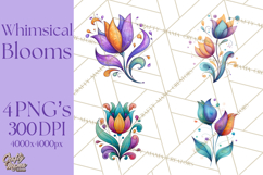 Whimsical Flower Doodle Clipart Cute Sketchy PNG Product Image 1