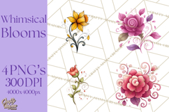 Whimsical Flower Doodle Clipart Cute Sketchy PNG Product Image 1