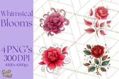 Whimsical Flower Doodle Clipart Cute Sketchy PNG Product Image 1