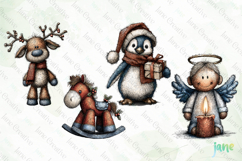 Whimsical Blue Christmas Clipart Product Image 1