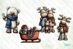 Whimsical Blue Christmas Clipart Product Image 1