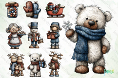 Whimsical Blue Christmas Clipart Bundle Product Image 10