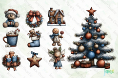 Whimsical Blue Christmas Clipart Bundle Product Image 11
