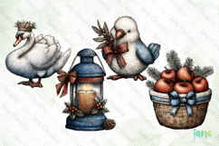 Whimsical Blue Christmas Clipart Product Image 1