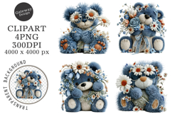 Whimsical Blue Teddy Bear Clipart Product Image 1