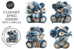 Whimsical Blue Teddy Bear Clipart Product Image 1