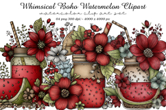 Whimsical Boho Watermelon Clipart Product Image 1