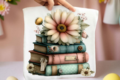 Whimsical Book Stack With Sunflower Clipart Product Image 2