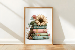 Whimsical Book Stack With Sunflower Clipart Product Image 3