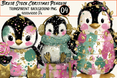Whimsical Brush Stock Christmas Penguin Clipart Product Image 1