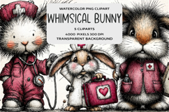 Whimsical Nurse Bunny Clipart Product Image 1
