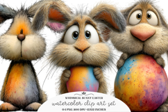 Whimsical Bunny Easter Clipart - Bunny Easter Clipart PNG Product Image 1