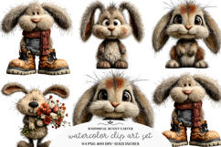 Whimsical bunny easter clipart - bunny easter png Product Image 1
