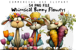 Whimsical Bunny Flowers PNG Product Image 1
