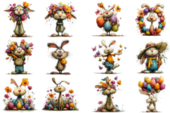 Whimsical Bunny Flowers PNG Product Image 3