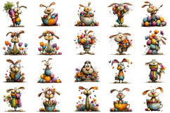 Whimsical Bunny Flowers PNG Product Image 4