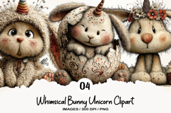 Whimsical Bunny Unicorn Clipart Product Image 1