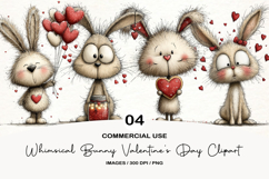 Whimsical Bunny Valentine's Day Clipart Product Image 1