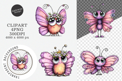 Whimsical Butterfly Flower Clipart Product Image 1