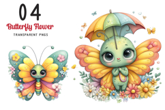 Whimsical Butterfly Flower Clipart Product Image 1