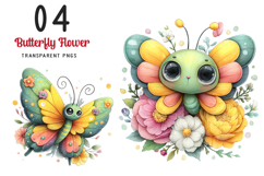 Whimsical Butterfly Flower Clipart Product Image 1