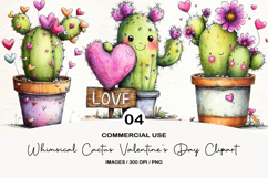 Whimsical Cactus Valentine's Day Clipart Product Image 1