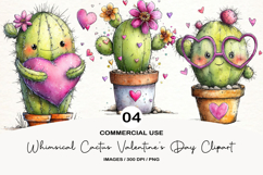 Whimsical Cactus Valentine's Day Clipart Product Image 1