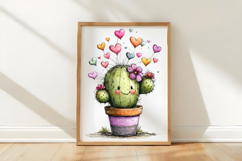 Whimsical Cactus Valentine's Day Clipart Product Image 3