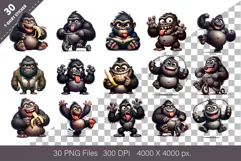 Whimsical cartoon gorillas 03. T-Shirt, PNG. Product Image 2